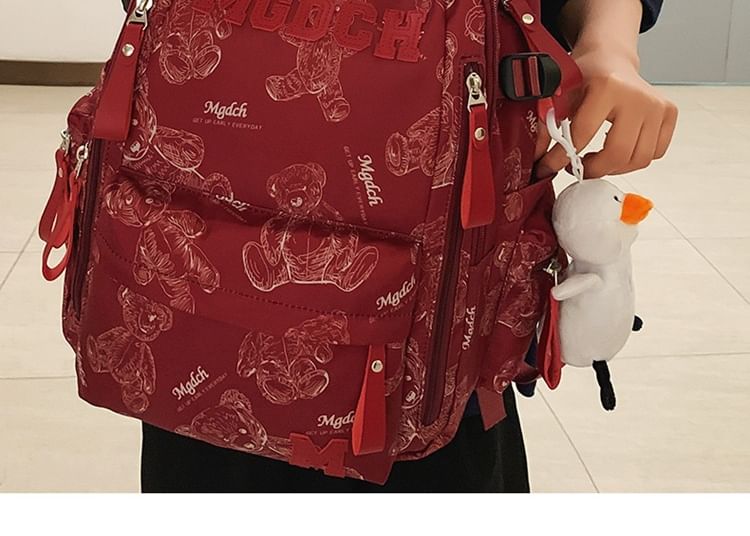 Nylon Set Backpack Applique Laptop / Bag Tote Bear Charm Lettering Print