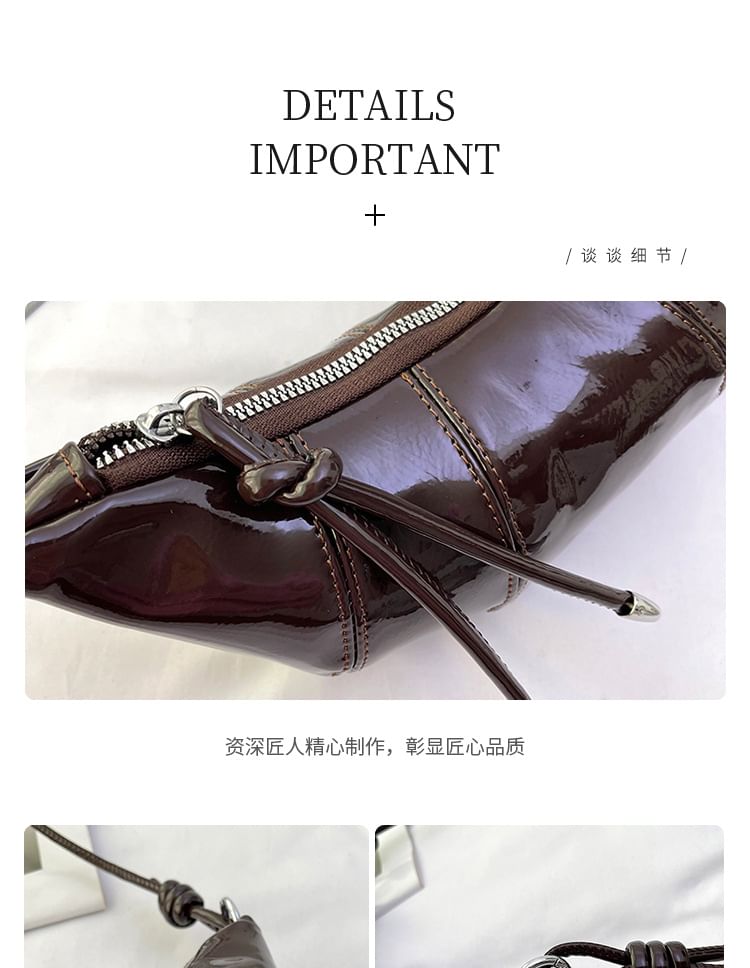 Leather Plain Bag Faux Crossbody