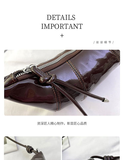 Leather Plain Bag Faux Crossbody