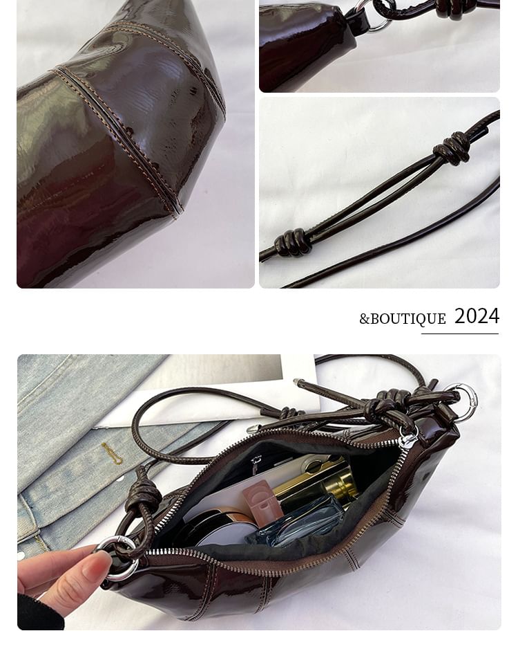 Leather Plain Bag Faux Crossbody