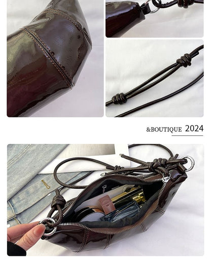 Leather Plain Bag Faux Crossbody