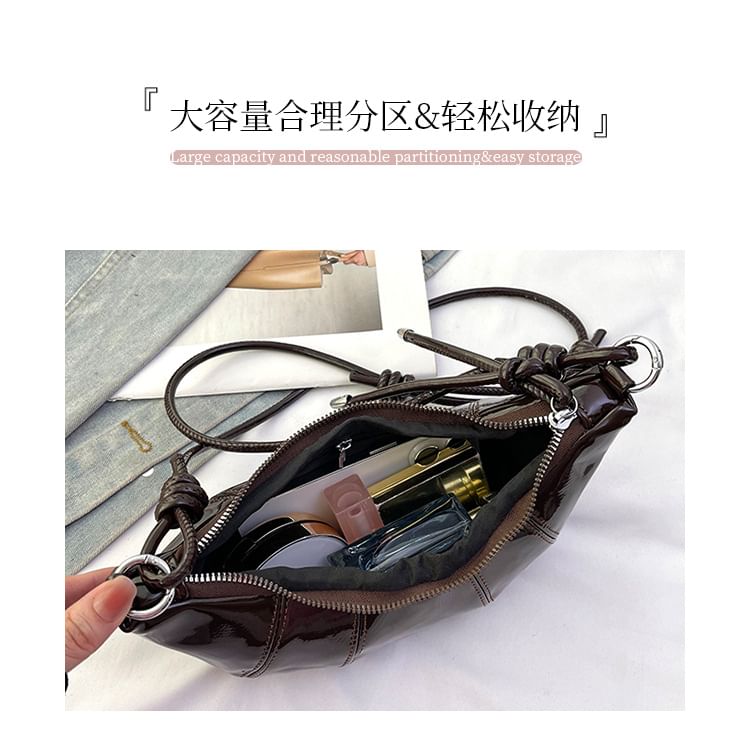 Leather Plain Bag Faux Crossbody