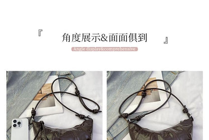 Leather Plain Bag Faux Crossbody