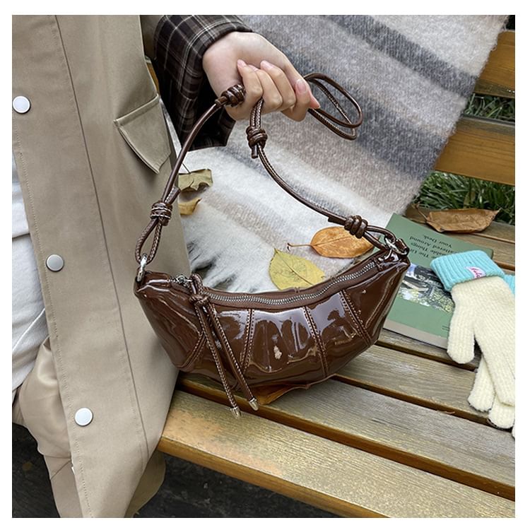 Leather Plain Bag Faux Crossbody