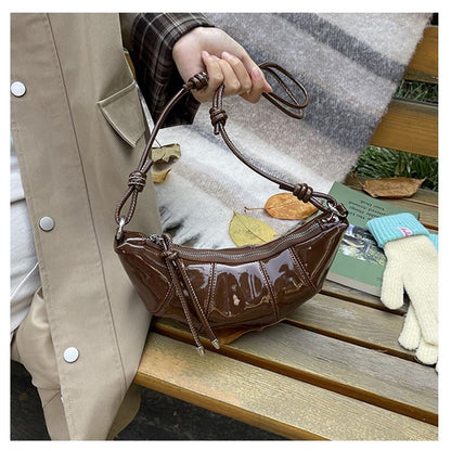 Leather Plain Bag Faux Crossbody