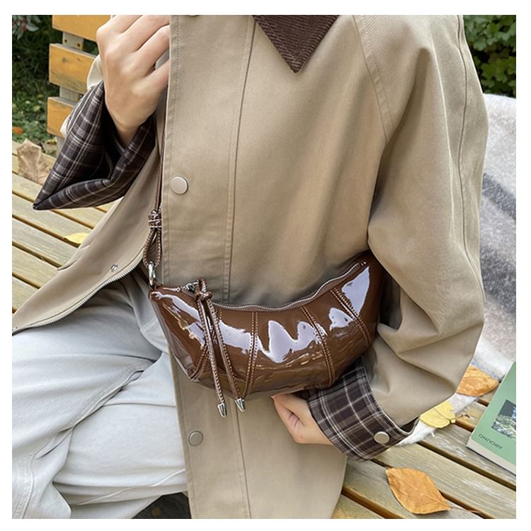 Leather Plain Bag Faux Crossbody