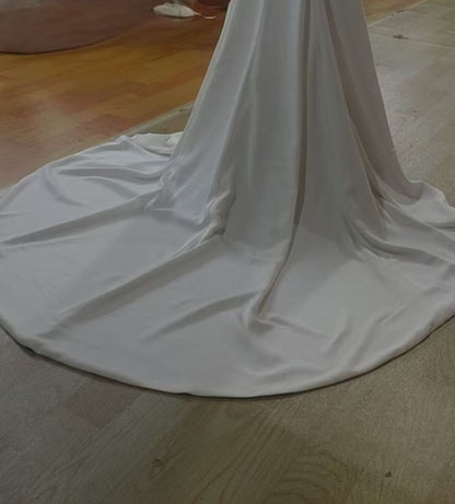 Sleeveless V-Neck Plain Slit A-Line Wedding Dress