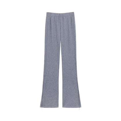 High Rise Plain Straight-Fit Boot-Cut Sweatpants