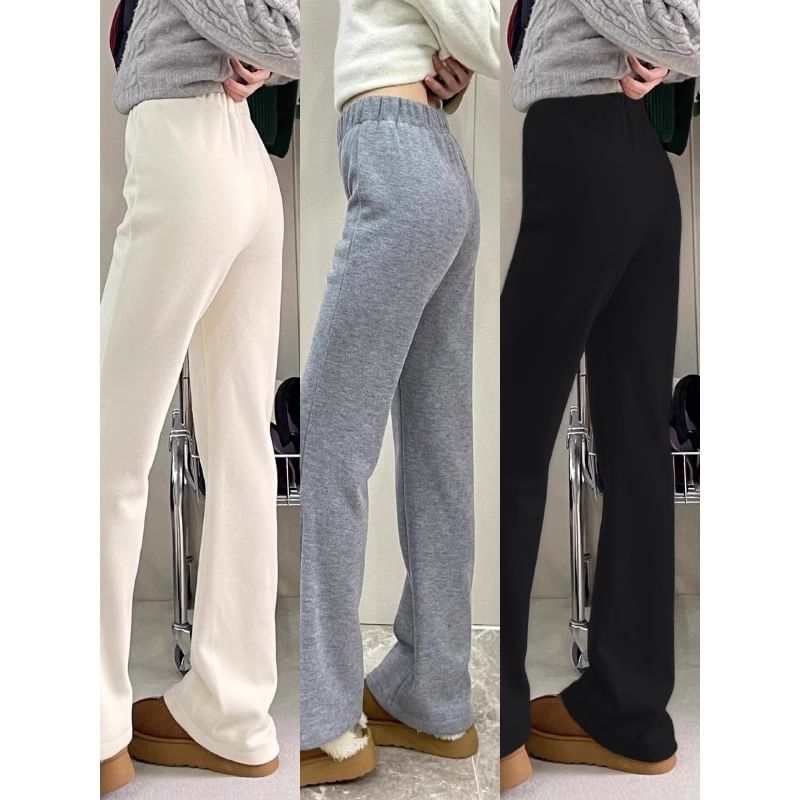 High Rise Plain Straight-Fit Boot-Cut Sweatpants