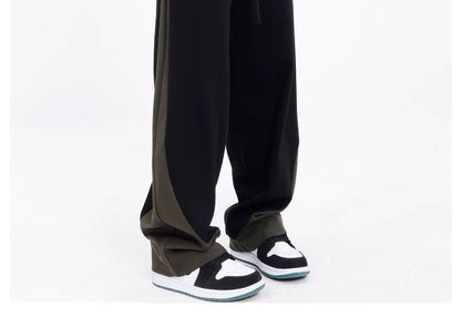 High Rise Color-Block Straight-Fit Wide-Leg Sweatpants