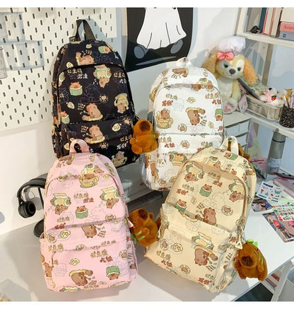 Capybara Print Nylon Backpack