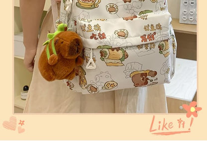 Capybara Print Nylon Backpack