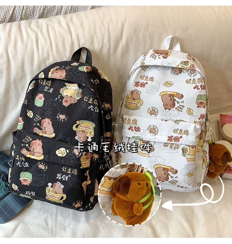 Capybara Print Nylon Backpack