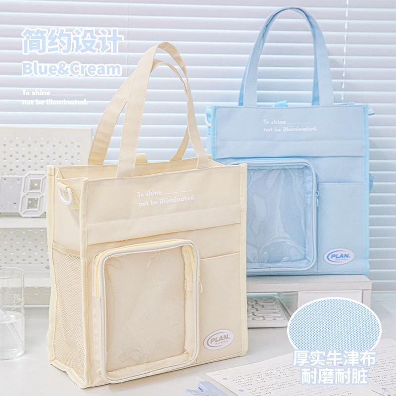 Lettering PVC Panel Tote Bag