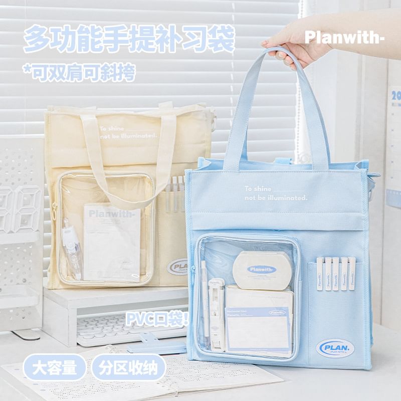 Lettering PVC Panel Tote Bag