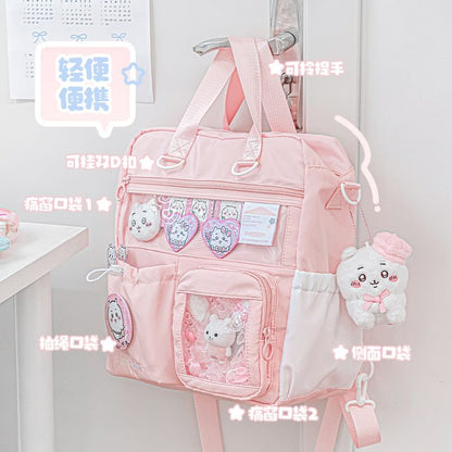 Lettering Embroidered PVC Panel Backpack