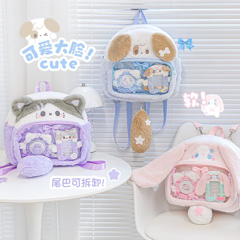 Cartoon PVC Panel Fleece Backpack