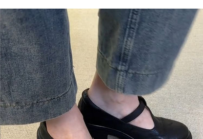 Mary T-Strap Plain Shoes Jane Leather Faux Platform