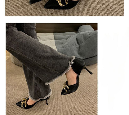 Chained Pumps Toe Stiletto Pointed D'Orsay