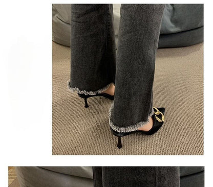 Chained Pumps Toe Stiletto Pointed D'Orsay