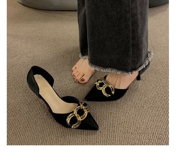 Chained Pumps Toe Stiletto Pointed D'Orsay