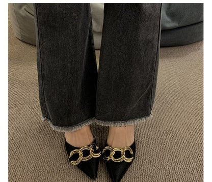 Chained Pumps Toe Stiletto Pointed D'Orsay