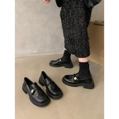 Loafers Faux Accent Metal Platform Leather