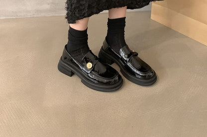 Loafers Faux Accent Metal Platform Leather