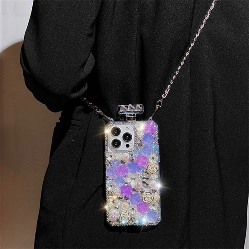 Rose Case Lanyard Phone Galaxy Rhinestone