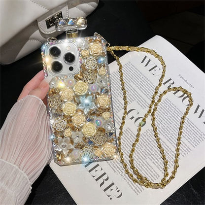 Rose Case Lanyard Phone Galaxy Rhinestone