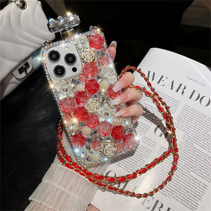 Rose Case Lanyard Phone Galaxy Rhinestone