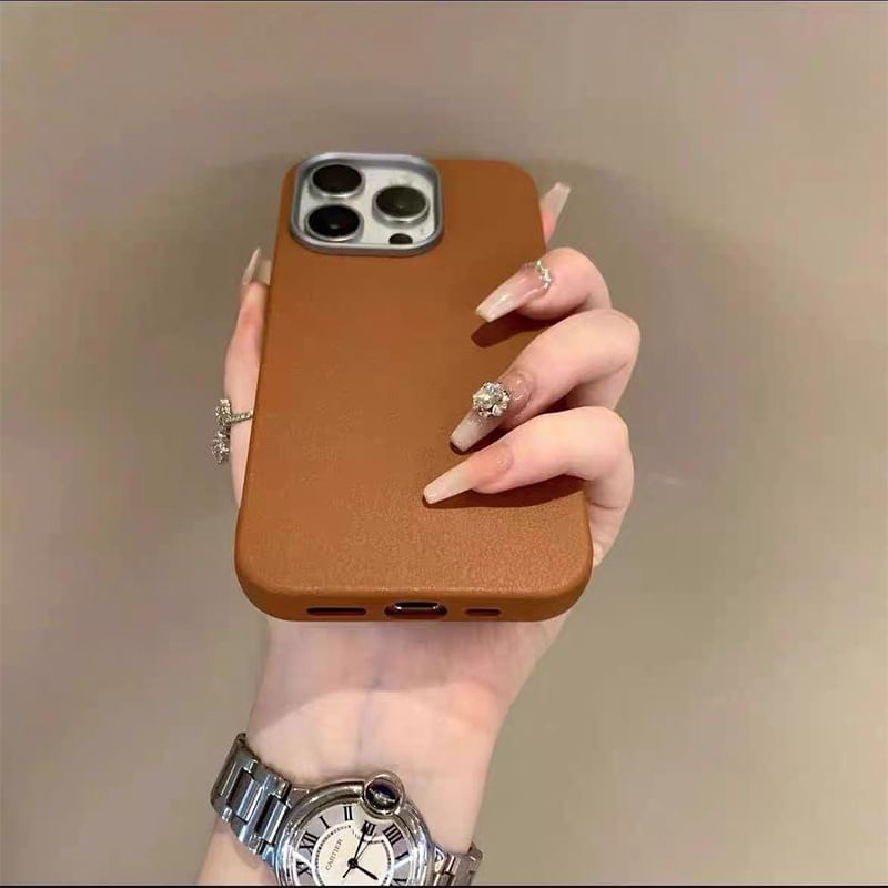 Plain Faux Leather Phone Case