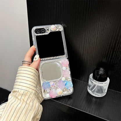 Rhinestone Case Mirrored Phone Rose