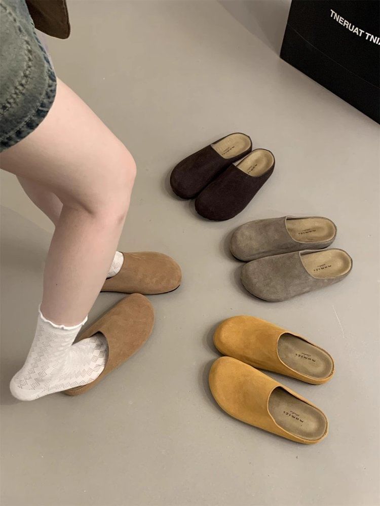 Mules Suede Plain Faux