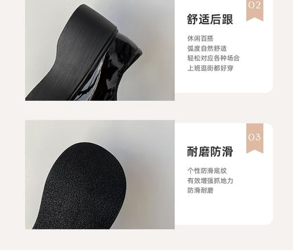 Platform Faux Loafers Heart Accent Leather