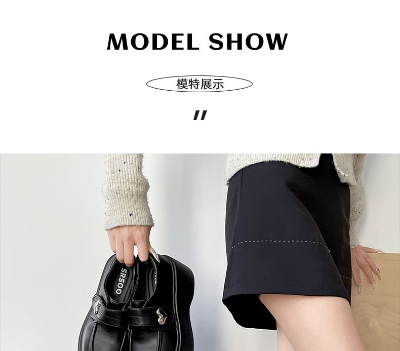 Platform Faux Loafers Heart Accent Leather