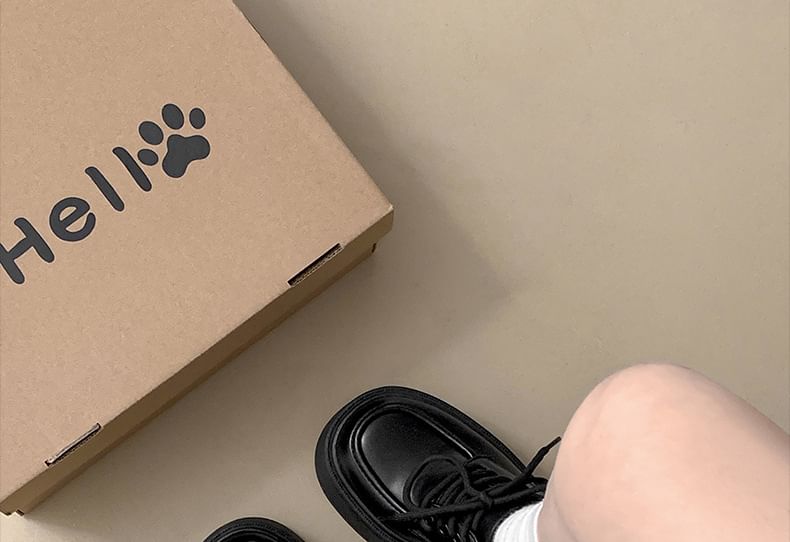 Derby Platform Shoes Chunky Heel Lace-Up