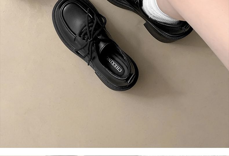 Derby Platform Shoes Chunky Heel Lace-Up