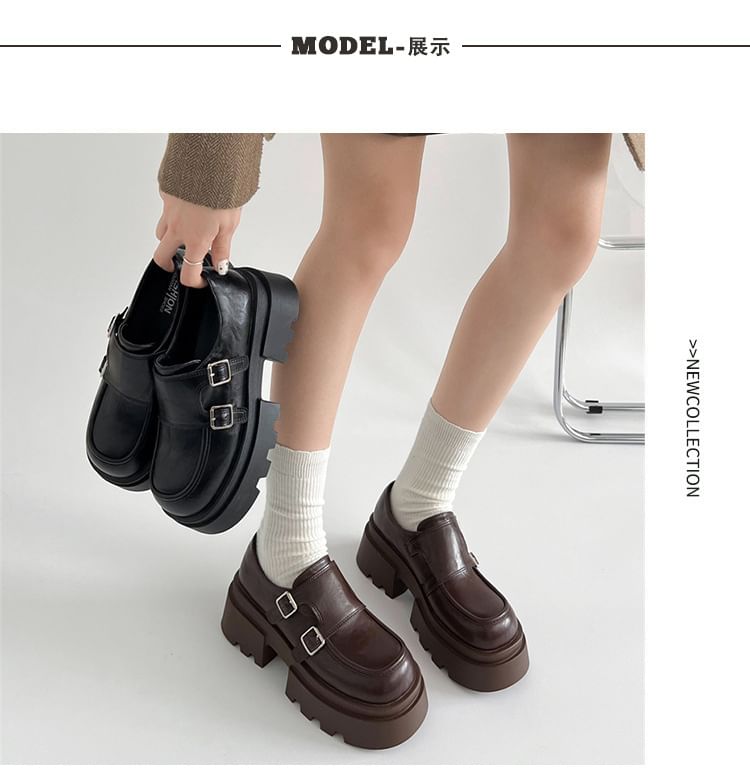 Loafers Platform Strap Monk