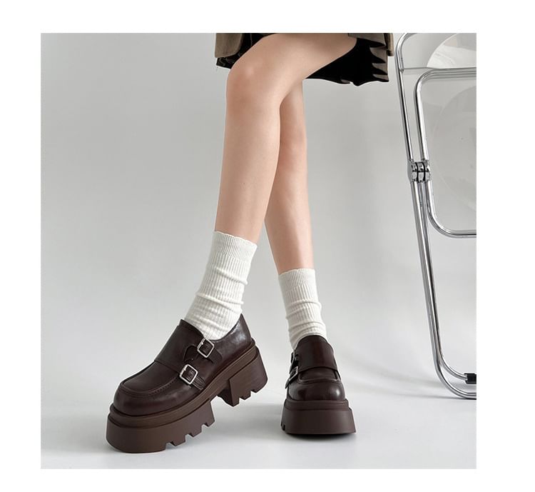 Loafers Platform Strap Monk