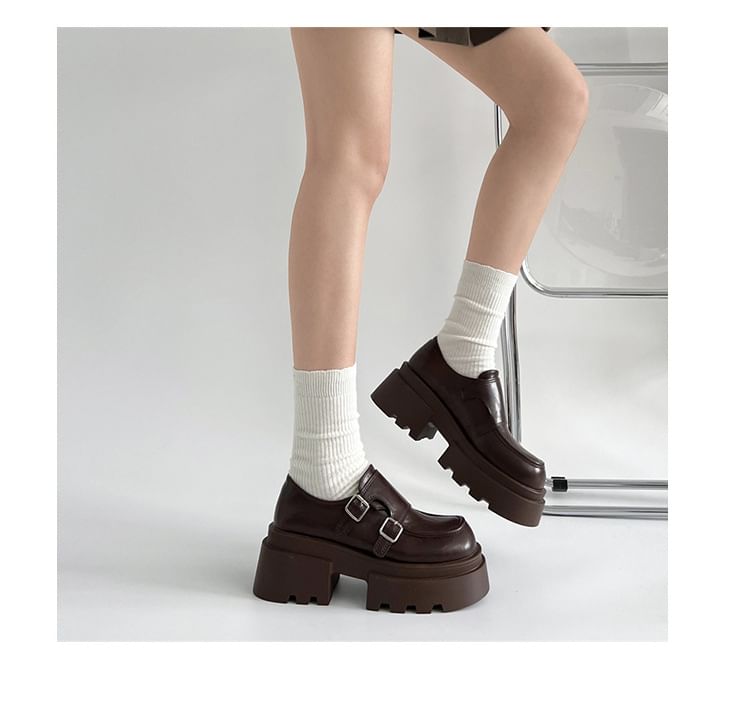 Loafers Platform Strap Monk