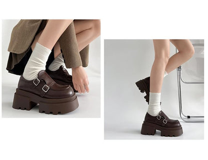Loafers Platform Strap Monk