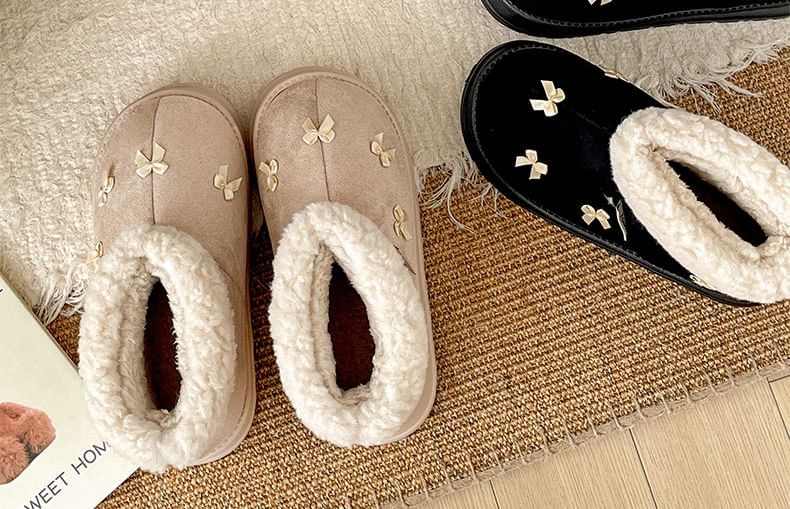 Boots Fleece-Lined Platform Bow Short Snow