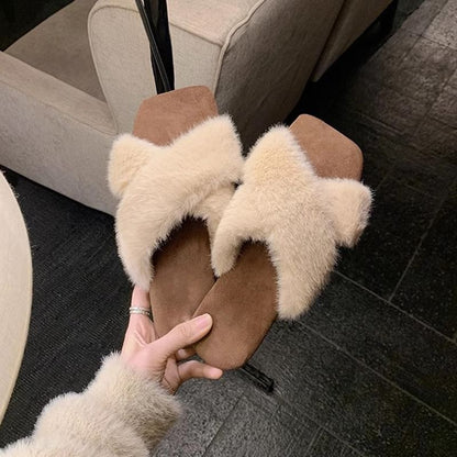 Band Fluffy Sandals Slide Cross