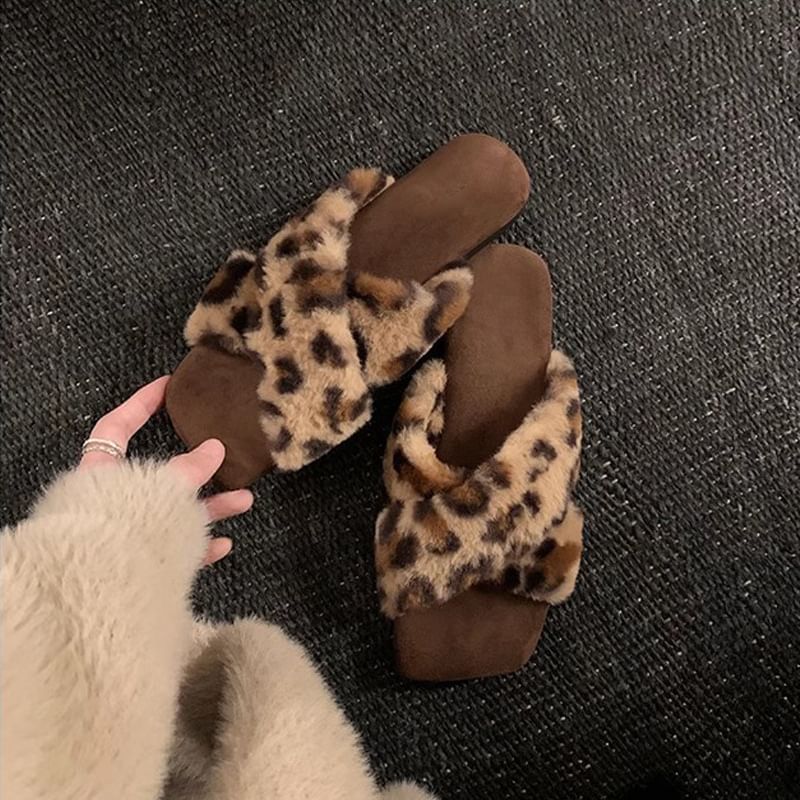 Band Fluffy Sandals Slide Cross