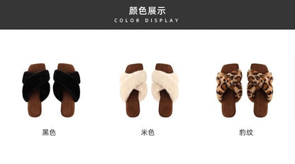 Band Fluffy Sandals Slide Cross