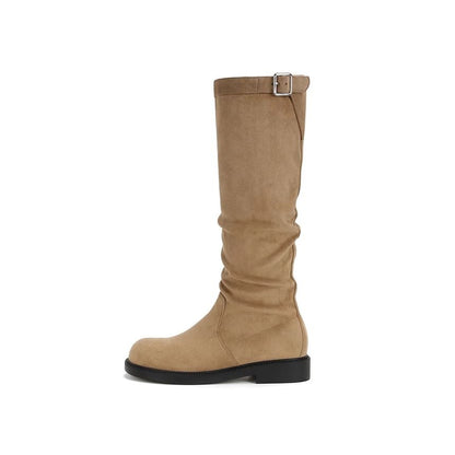 Mid Buckled Boots Calf Plain / Tall