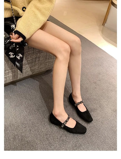 Flats Buckled Heart Leather Faux