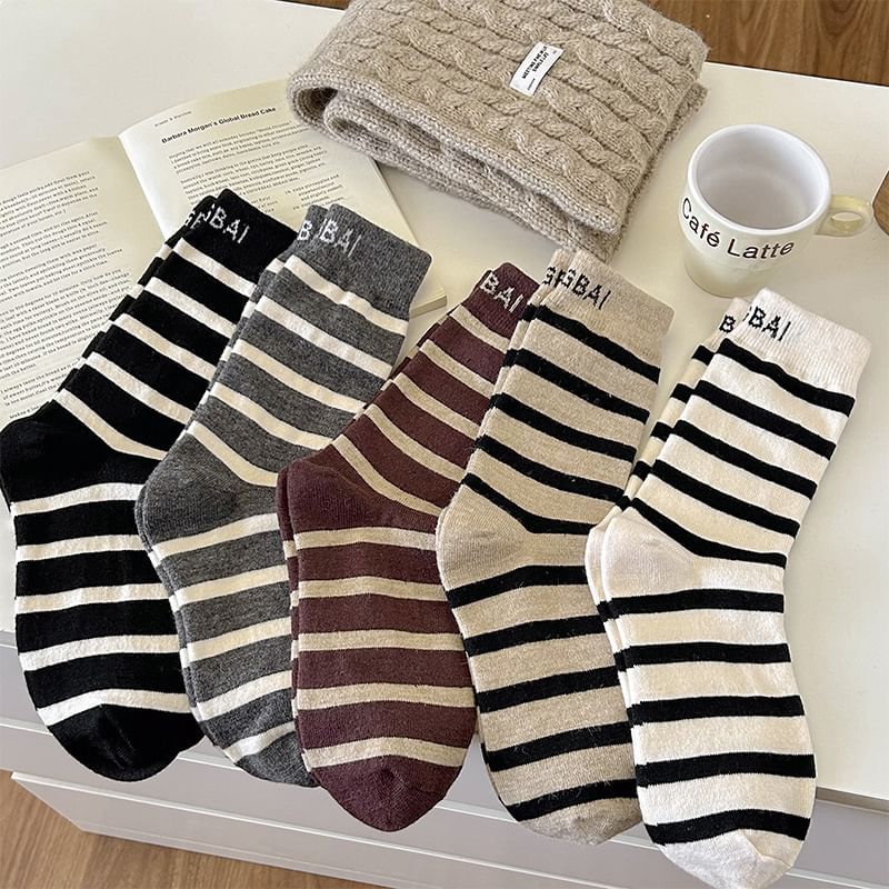 Striped Lettering Socks