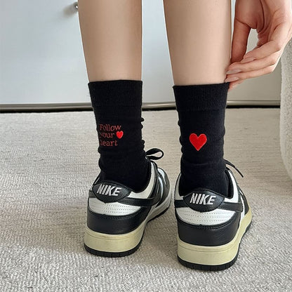 Letter Embroidered Socks